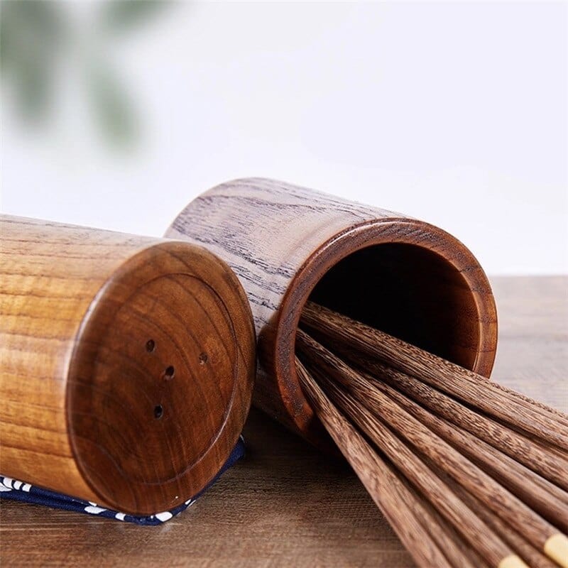 Teak Wood Utensil Holder