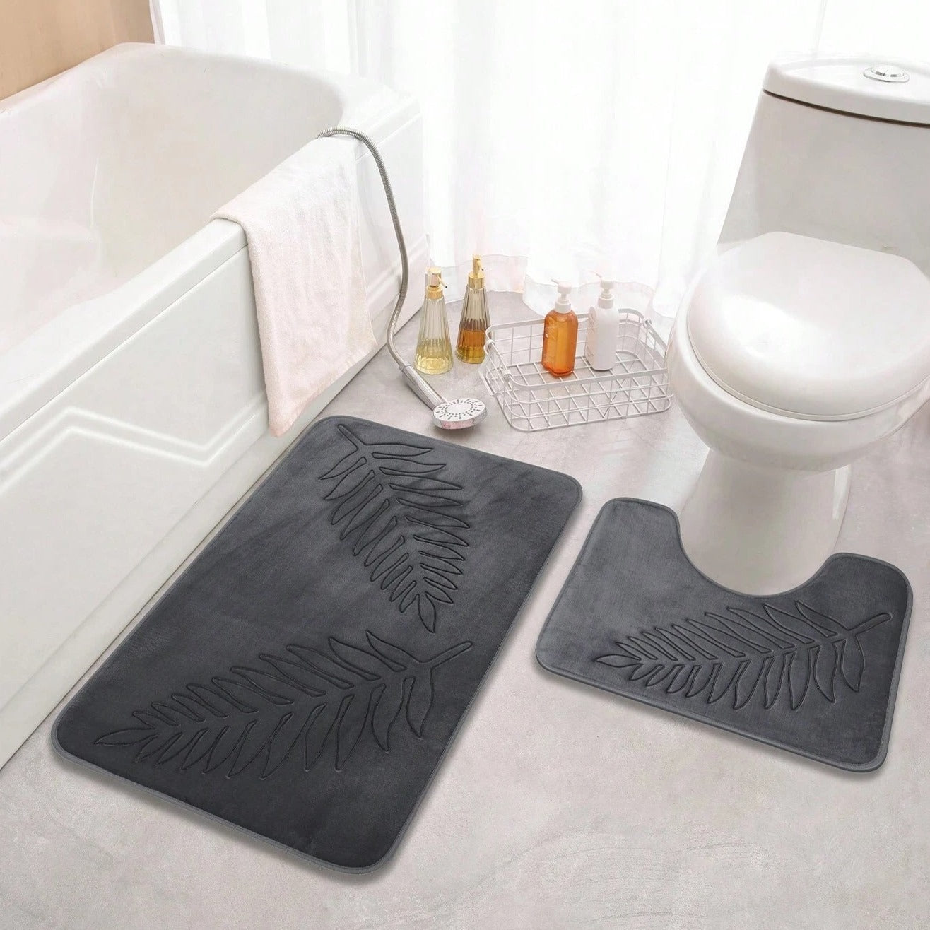 Lush Leaf Comfort Bath Mat Set - 2Pcs