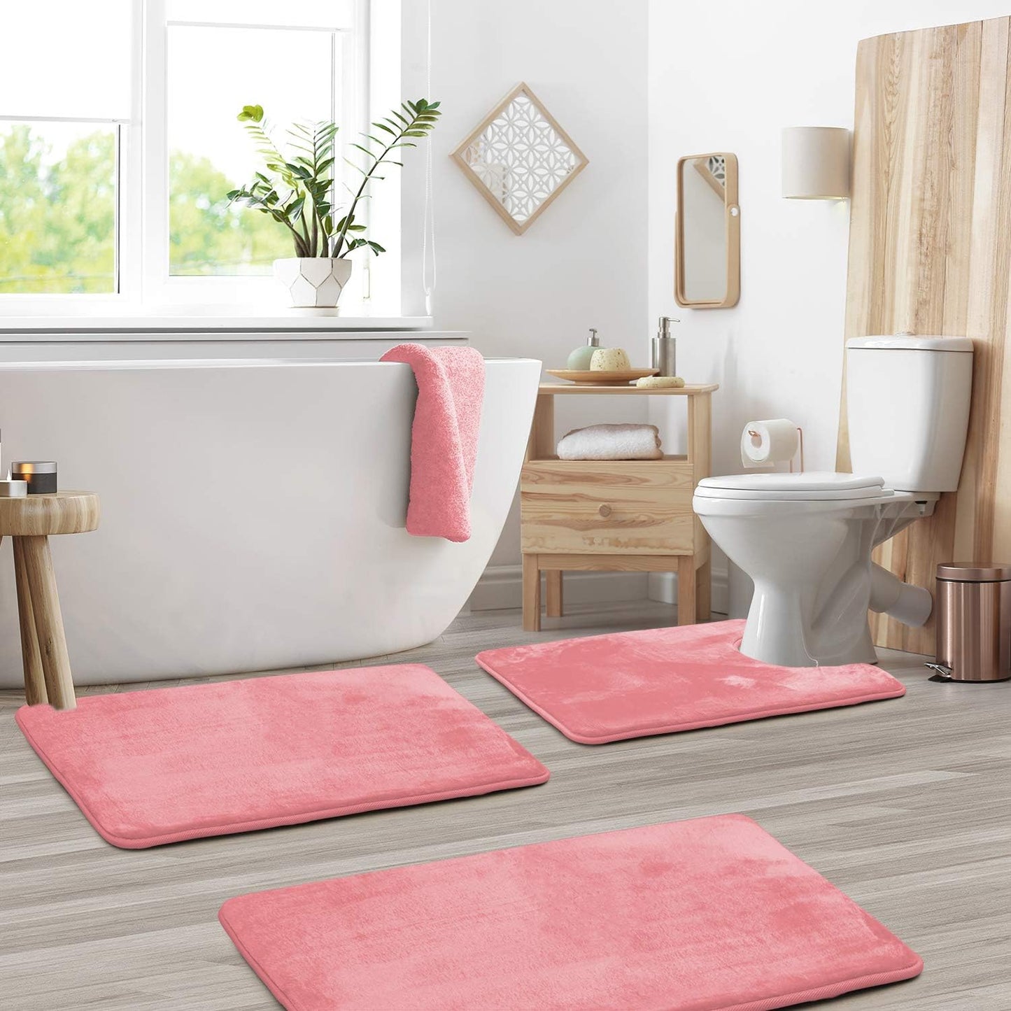 Luxurious Velvet Memory Foam Bath Mat - 3PCS Set